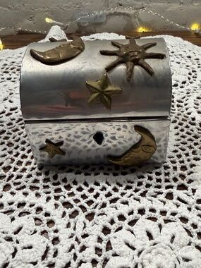 Vintage Celestial Silver & Gold Trinket Chest - Home Accents